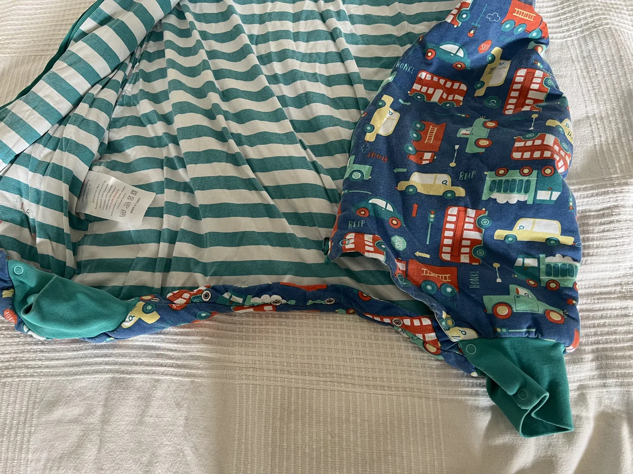 Schlummersack 2,5 TOG – 90 cm – Fahrzeuge – mit Füßen – Bild 5