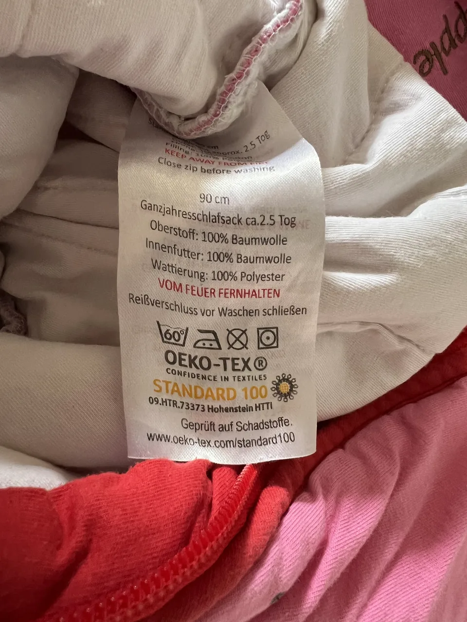Schlummersack 2,5 TOG – 90 cm – Apfelmotiv – mit Füßen – Bild 3