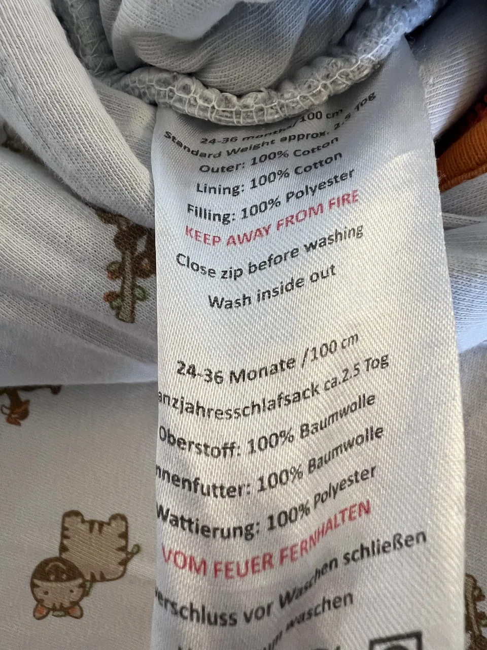 Schlummersack 2,5 TOG – 100 cm – Tiere – mit Füßen – Bild 4