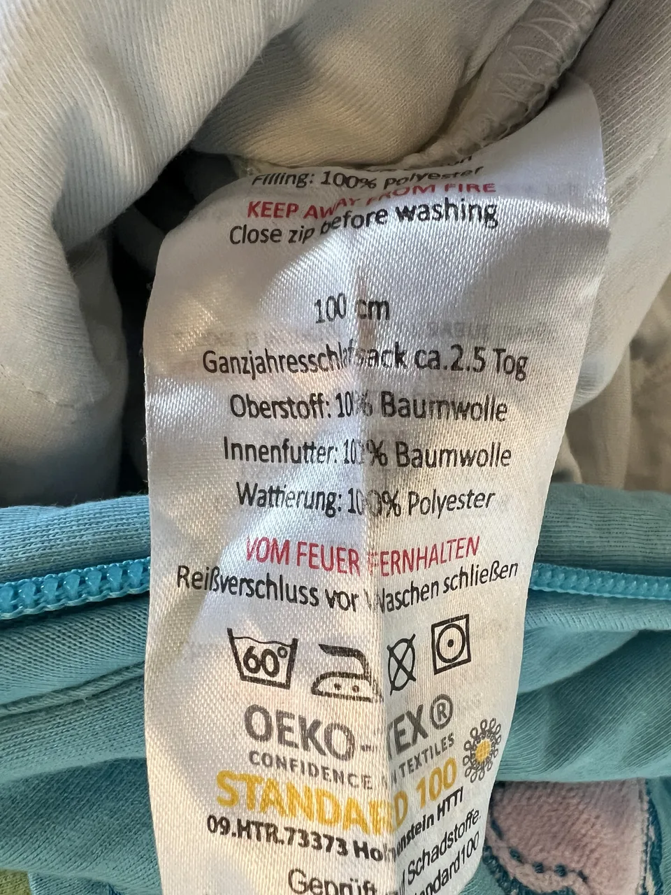 Schlummersack 2,5 TOG – 100 cm – Pferd – mit Füßen – Bild 4