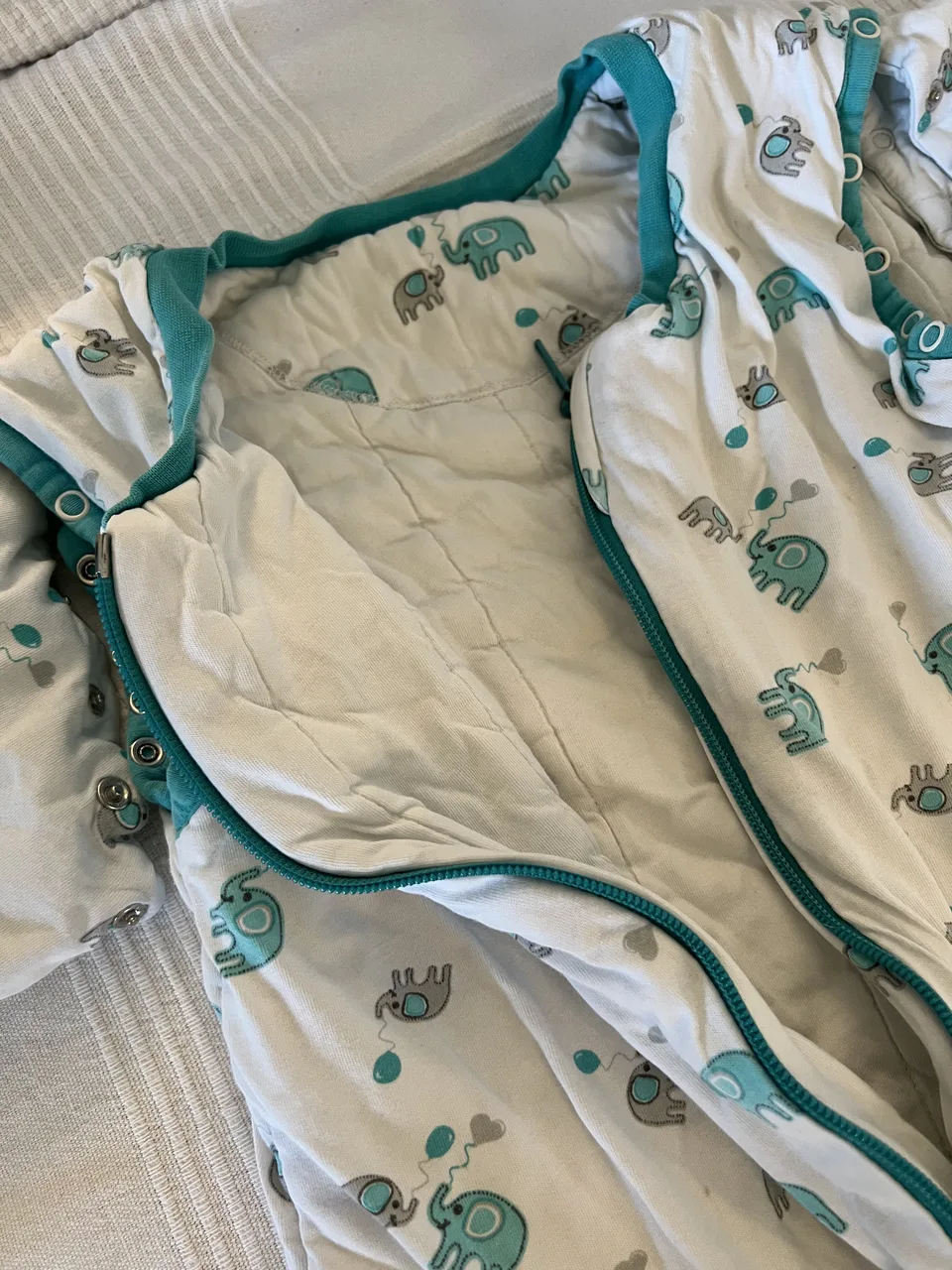 Schlummersack 2,5 TOG – 100 cm – Elefanten – mit Füßen – Bild 2