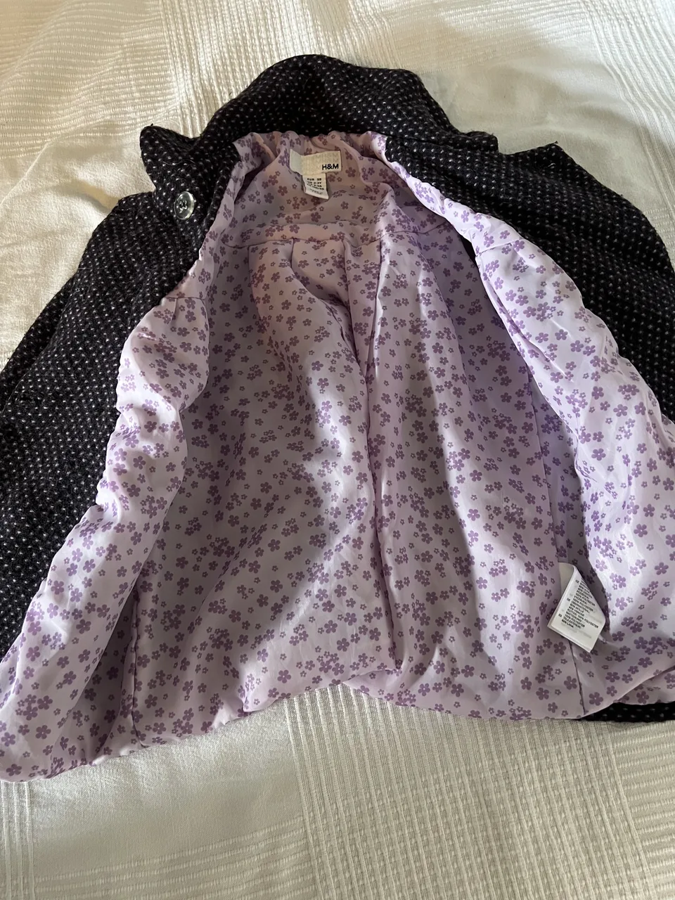 H&M Mantel Gr. 98 – dunkellila gepunktet – Bild 3
